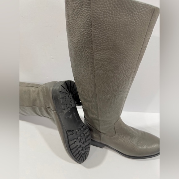 Sam Edelman Gray Leather Tall Riding Boots Women’s 7.5 Zip Low Heel - Picture 6 of 10